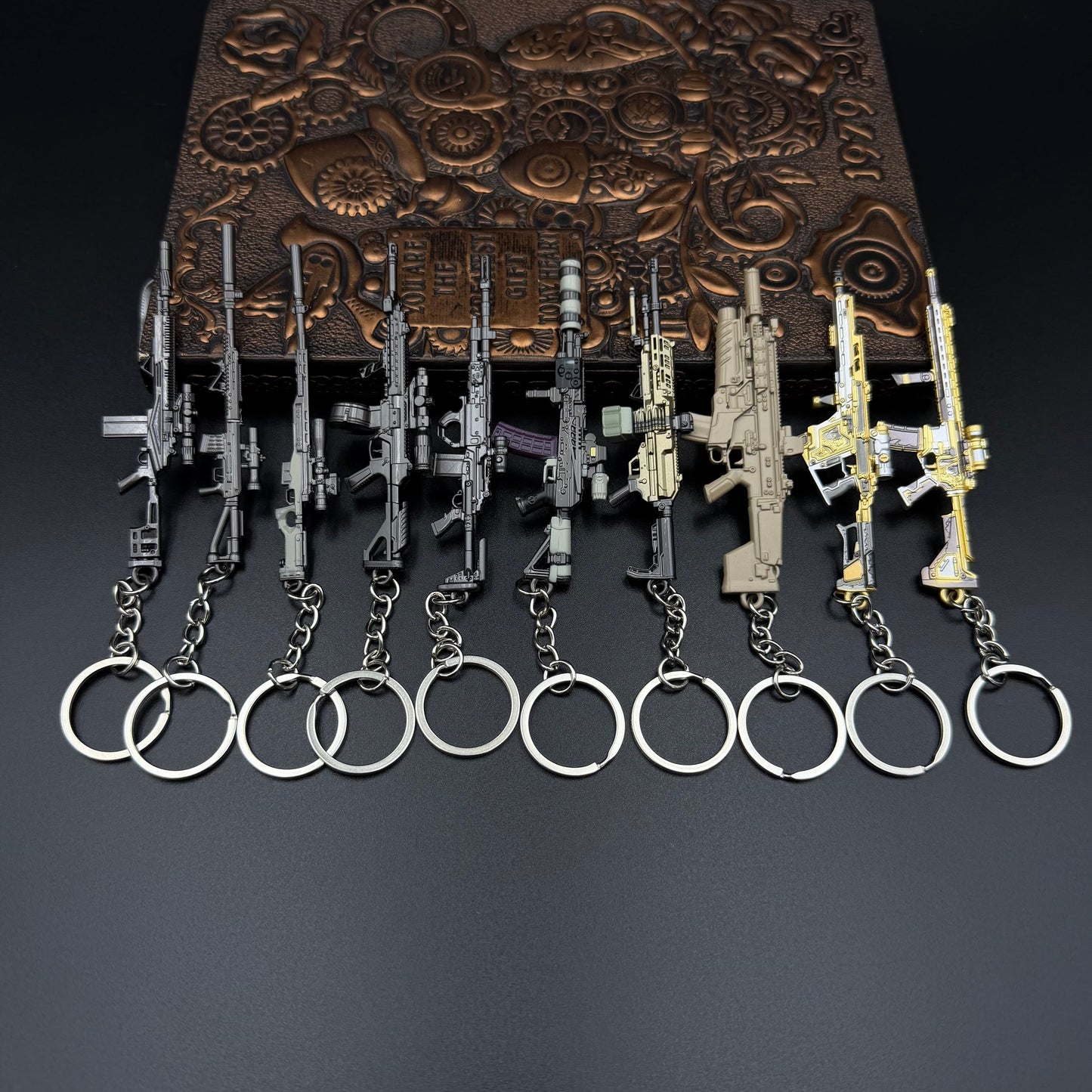 Mini Game Rifle Alloy Keychain Weapon Props Pendant