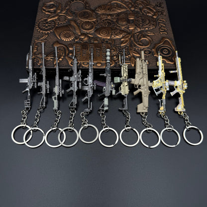Mini Game Rifle Alloy Keychain Weapon Props Pendant