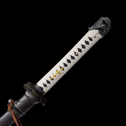 IRL Sekiro Black Mortal Blade Kaimen Katana 1065 Carbon Steel Version