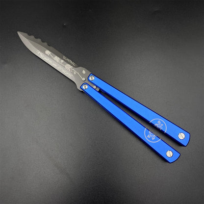 High-End TF2 Black Rose Butterfly Knife Trainer CNC Aluminum Alloy Handle Balisong Trainer