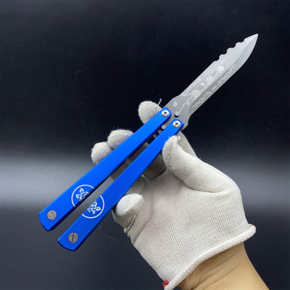 High-End TF2 Black Rose Butterfly Knife Trainer CNC Aluminum Alloy Handle Balisong Trainer