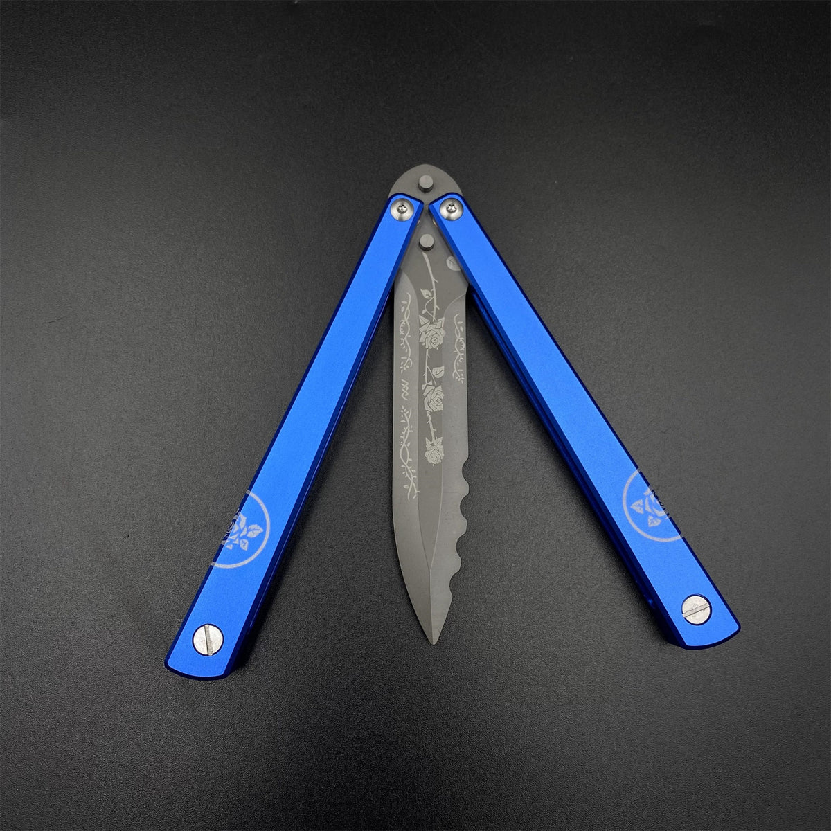 High-End TF2 Black Rose Butterfly Knife Trainer CNC Aluminum Alloy Handle Balisong Trainer
