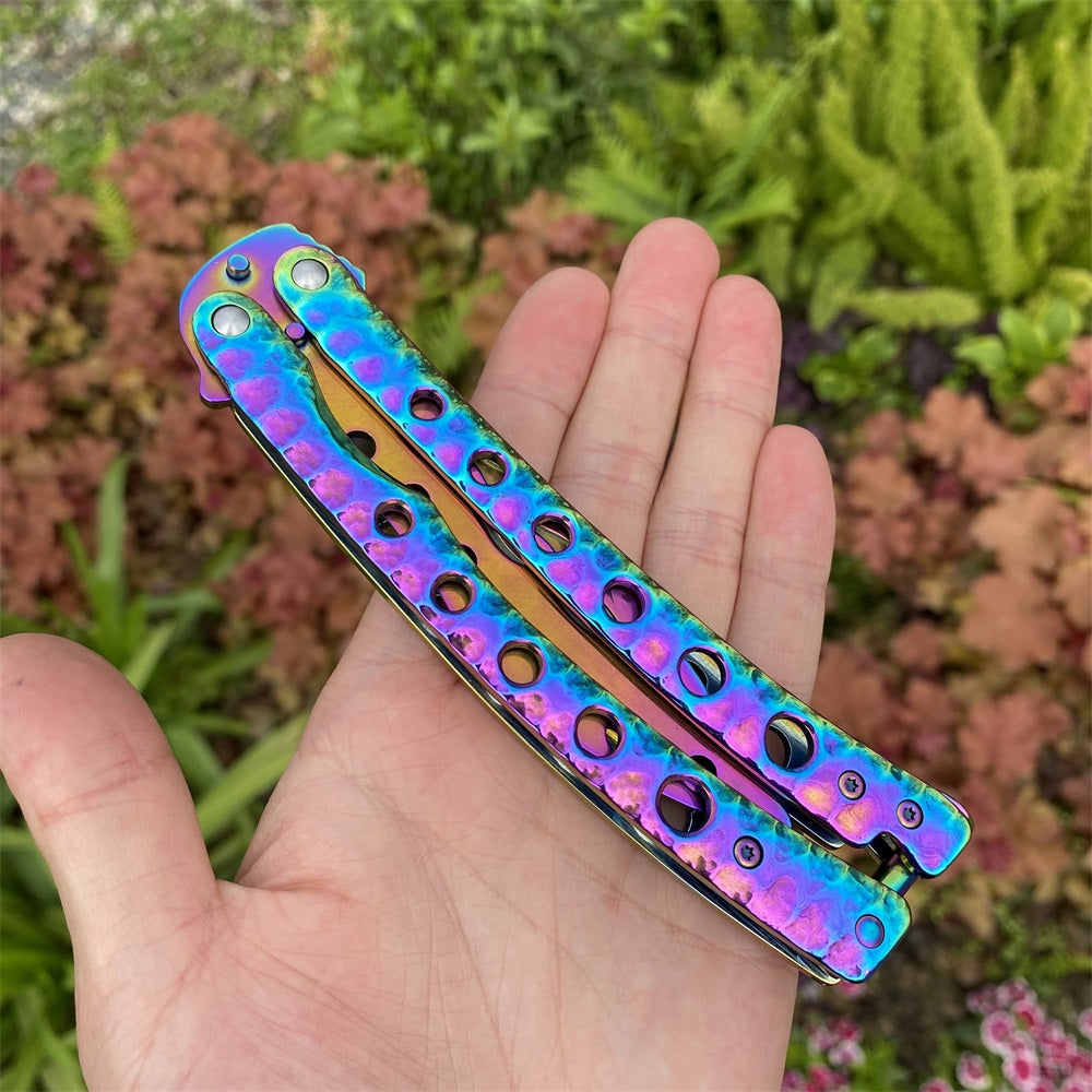 Blunt Blade Fantastic Rainbow Color Balisong Butterfly Knife Trainer