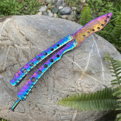 Blunt Blade Fantastic Rainbow Color Balisong Butterfly Knife Trainer