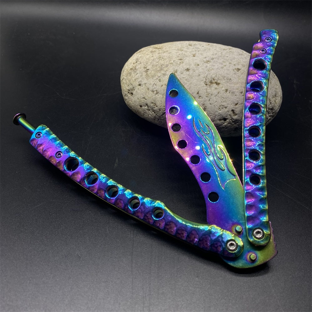 Blunt Blade Fantastic Rainbow Color Balisong Butterfly Knife Trainer