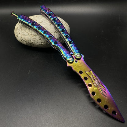 Blunt Blade Fantastic Rainbow Color Balisong Butterfly Knife Trainer