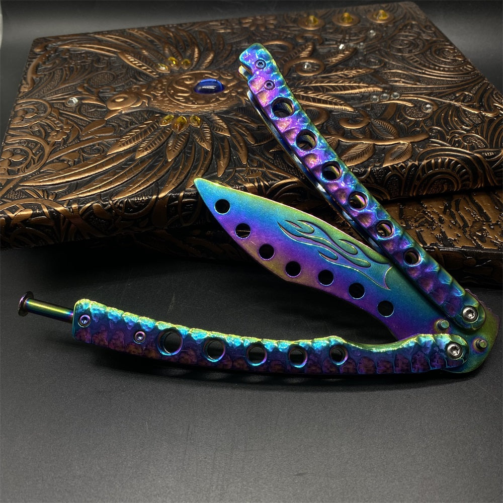 Blunt Blade Fantastic Rainbow Color Balisong Butterfly Knife Trainer