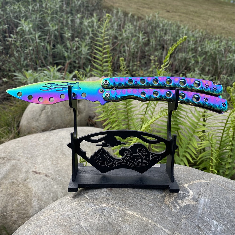 Blunt Blade Fantastic Rainbow Color Balisong Butterfly Knife Trainer