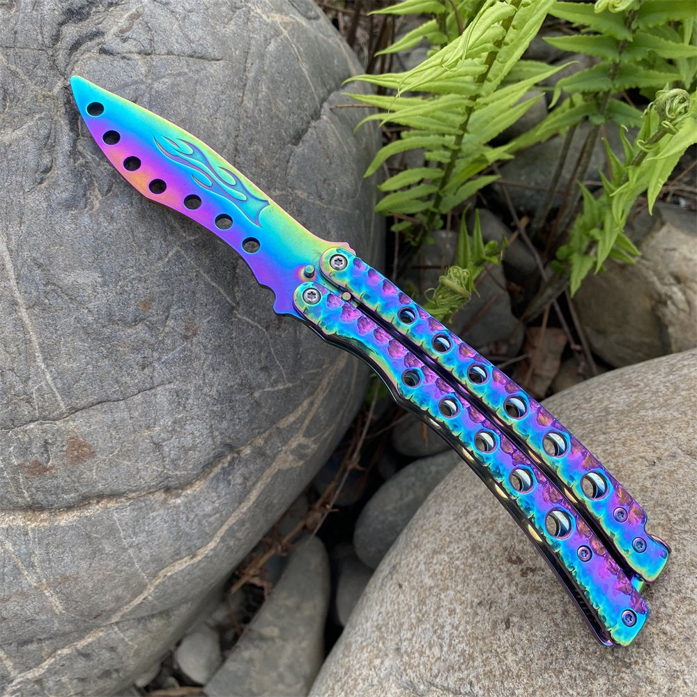 Blunt Blade Fantastic Rainbow Color Balisong Butterfly Knife Trainer