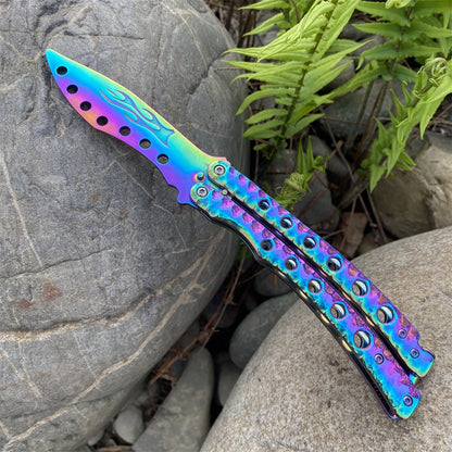 Blunt Blade Fantastic Rainbow Color Balisong Butterfly Knife Trainer