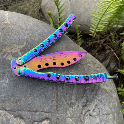 Blunt Blade Fantastic Rainbow Color Balisong Butterfly Knife Trainer