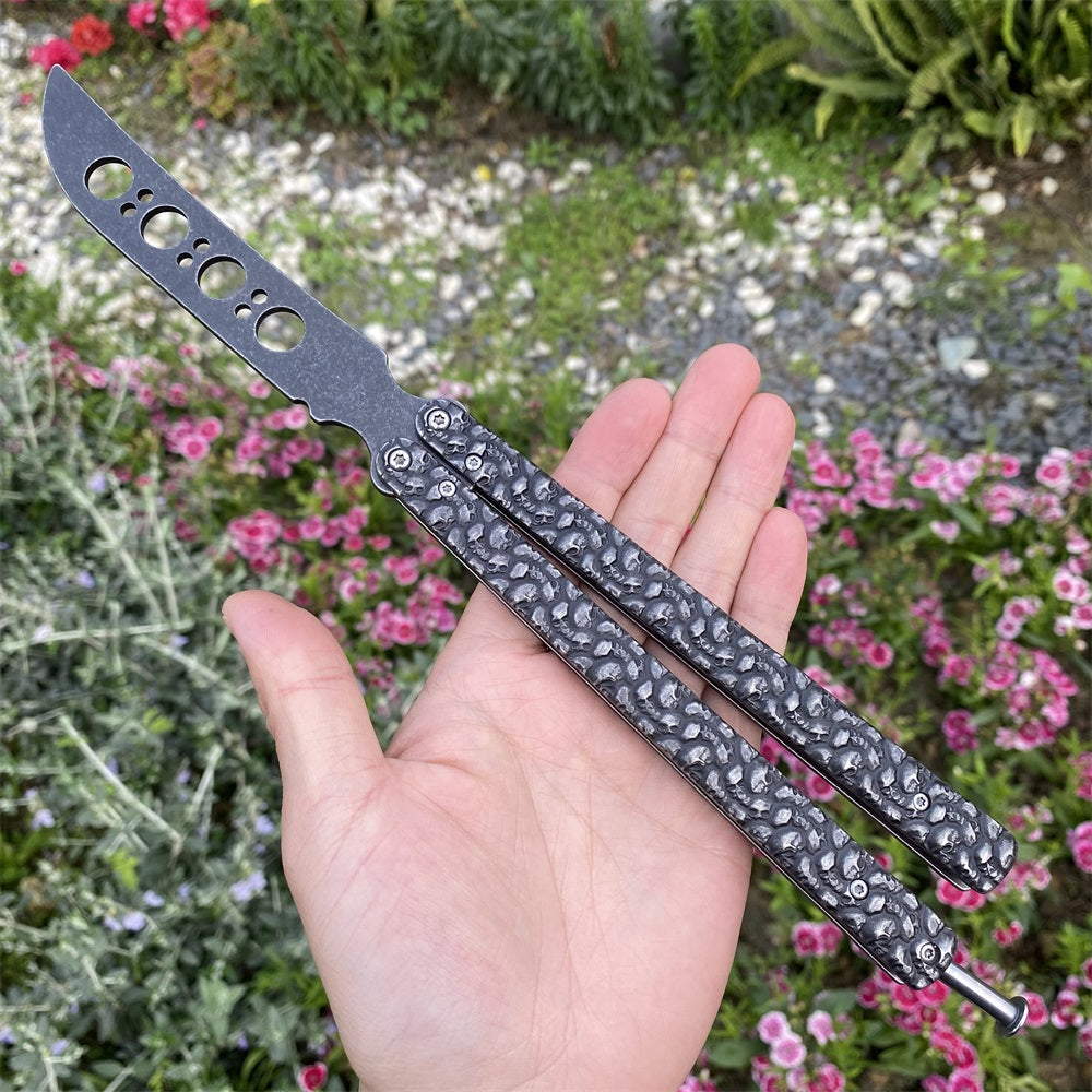 3D Skeleton Skull Relief Balisong Butterfly Knife Trainer