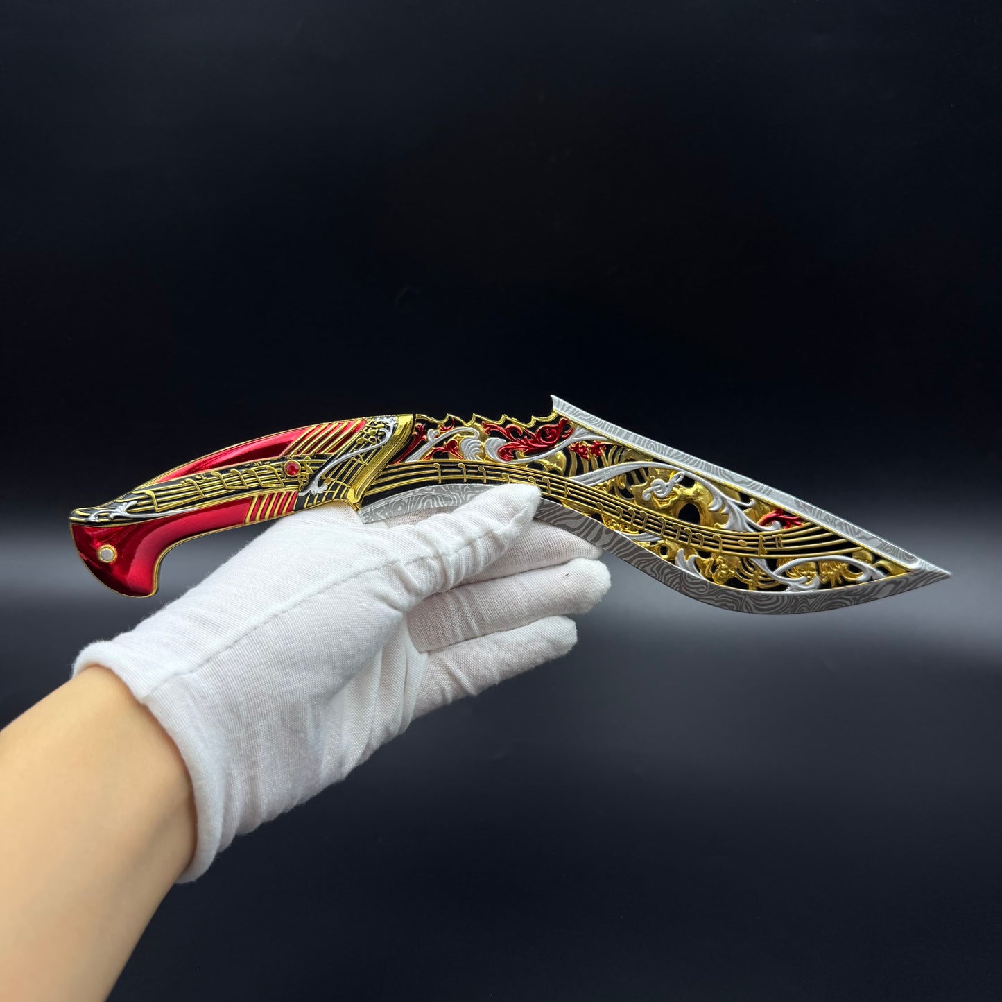 29cm/11.4'' Hot Game S10 Elegy Zinc Alloy Curved Blade Dagger Replica Fantasy Weapon Collection Ornament