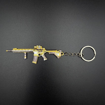 Mini Game Rifle Alloy Keychain Weapon Props Pendant