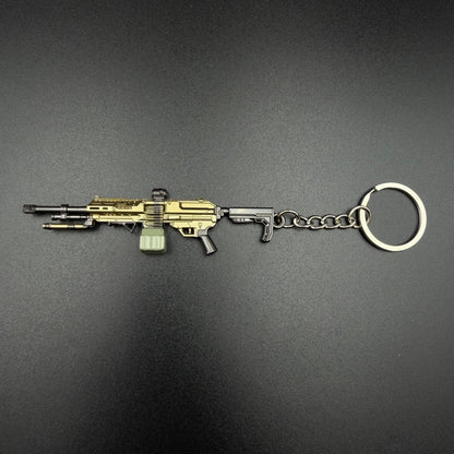 Mini Game Rifle Alloy Keychain Weapon Props Pendant