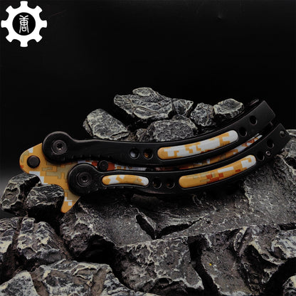 Game Butterfly Knife Desert Camouflage Pattern Metal Balisong