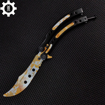 Game Butterfly Knife Desert Camouflage Pattern Metal Balisong