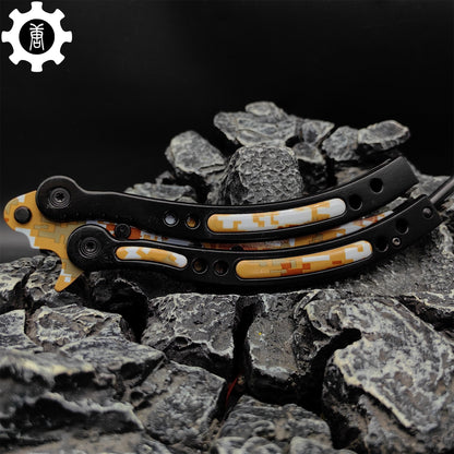 Game Butterfly Knife Desert Camouflage Pattern Metal Balisong