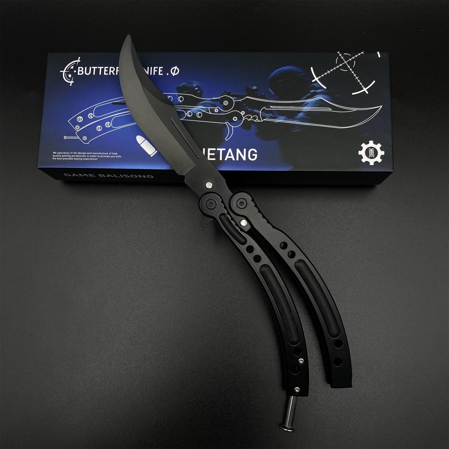 CS Night Skin Butterfly Knife Unsharpened Balisong Trainer - Dull Blade Replica