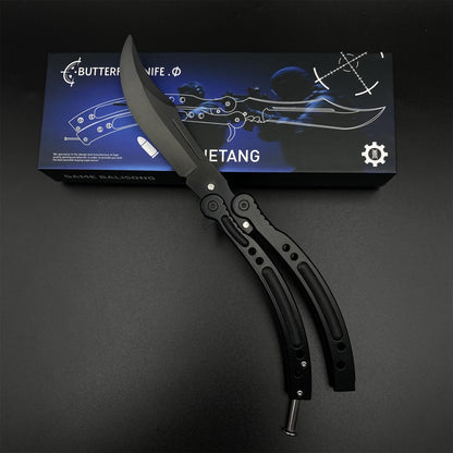 CS Night Skin Butterfly Knife Unsharpened Balisong Trainer - Dull Blade Replica