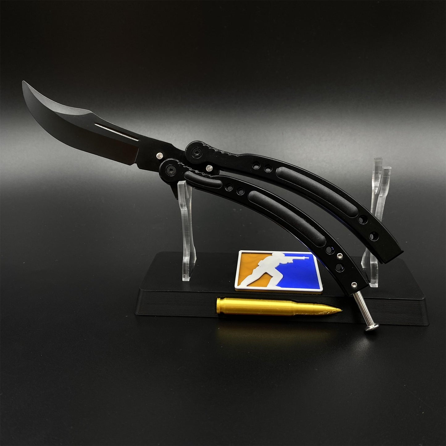 CS Night Skin Butterfly Knife Unsharpened Balisong Trainer - Dull Blade Replica