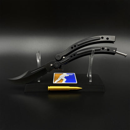 CS Night Skin Butterfly Knife Unsharpened Balisong Trainer - Dull Blade Replica