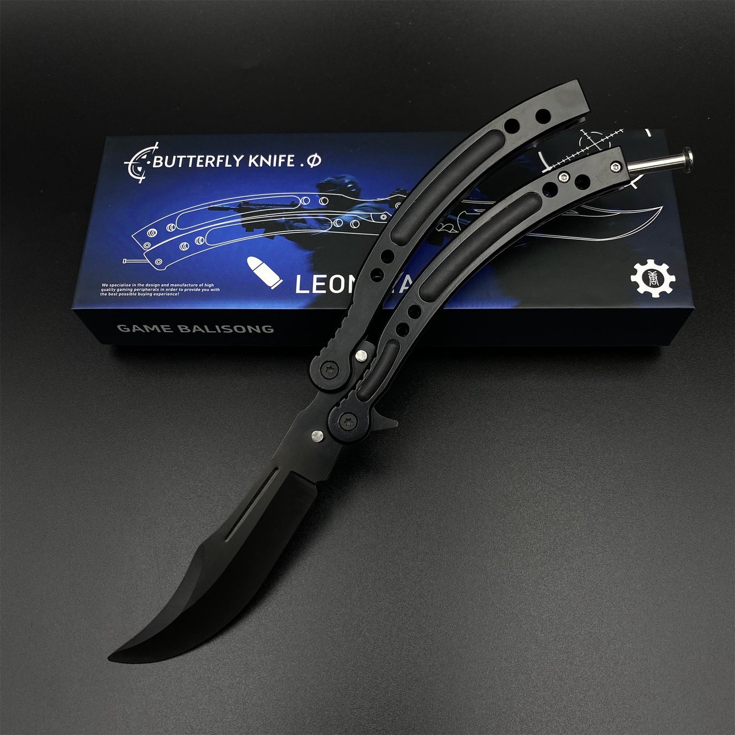 CS Night Skin Butterfly Knife Unsharpened Balisong Trainer - Dull Blade Replica