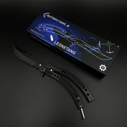 CS Night Skin Butterfly Knife Unsharpened Balisong Trainer - Dull Blade Replica