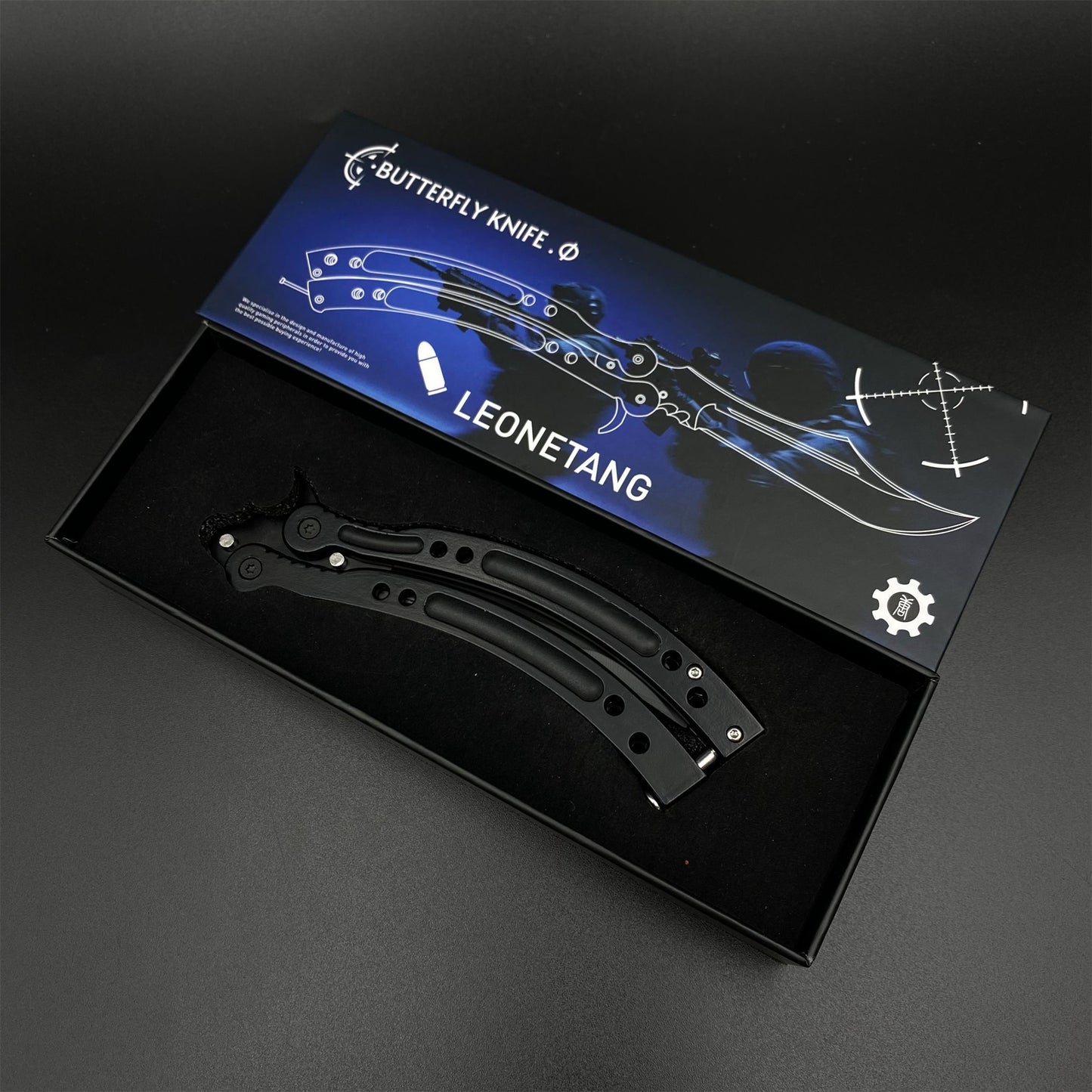CS Night Skin Butterfly Knife Unsharpened Balisong Trainer - Dull Blade Replica