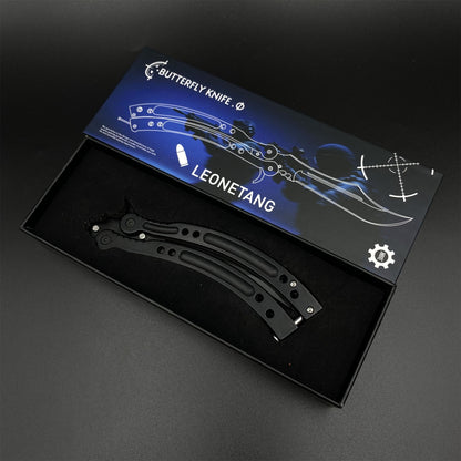 CS Night Skin Butterfly Knife Unsharpened Balisong Trainer - Dull Blade Replica