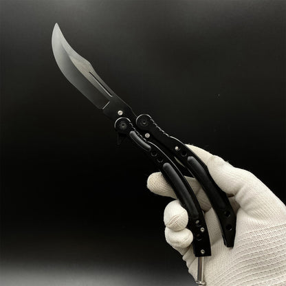 CS Night Skin Butterfly Knife Unsharpened Balisong Trainer - Dull Blade Replica