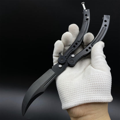 CS Night Skin Butterfly Knife Unsharpened Balisong Trainer - Dull Blade Replica