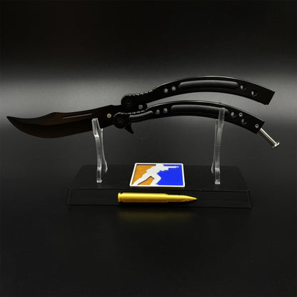 CS Night Skin Butterfly Knife Unsharpened Balisong Trainer - Dull Blade Replica