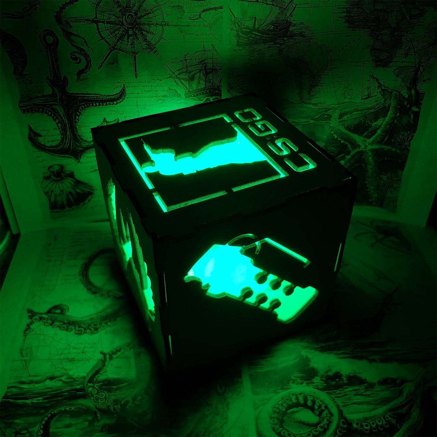 M16 Icon Inspired Wood Cube Light Desk Decor