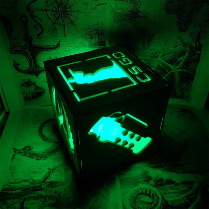 M16 Icon Inspired Wood Cube Light Desk Decor