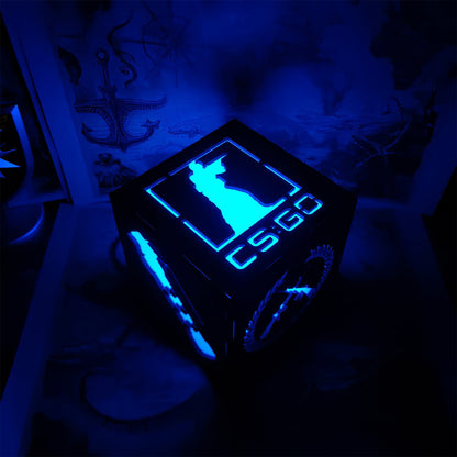 M16 Icon Inspired Wood Cube Light Desk Decor