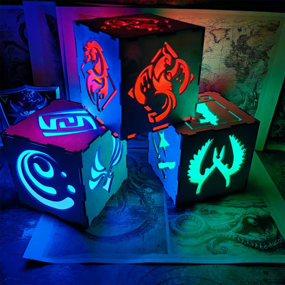 M16 Icon Inspired Wood Cube Light Desk Decor