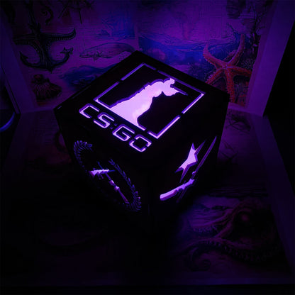 M16 Icon Inspired Wood Cube Light Desk Decor