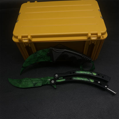 Fade Doppler Lore Case Hardened Gamma Case Balisong Karambit 2 in 1 Gift Box