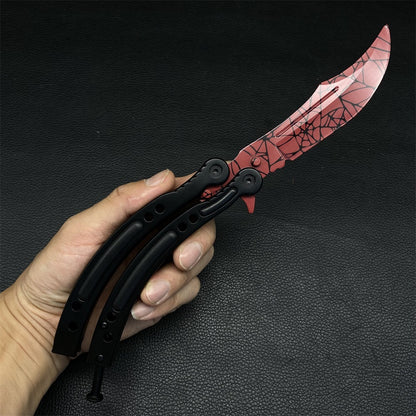 Crimson Web Skin Karambit & Balisong Trainer Weapon Case Blunt Blade Props