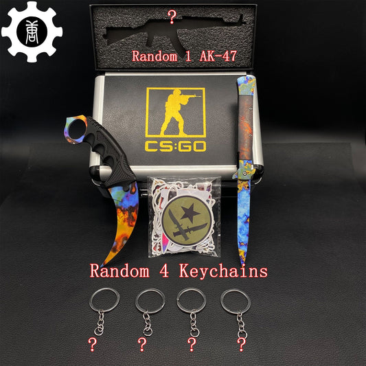 Case Hardened Skin Stiletto Knife Karambit Stickers Keychains Random  AK With Gift Box