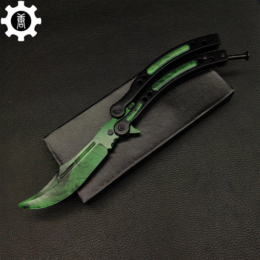 Gamma Doppler Balisong Trainer Game Steel Butterfly Knife 