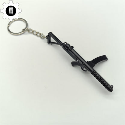 Mini Sterling Submachine Gun Metal Keychain