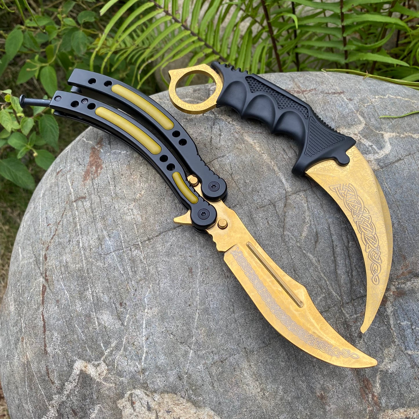 Lore Blunt Blade Karambit Trainer & Balisong Butterfly Knife Trainer 2 in 1 Pack Gift Box