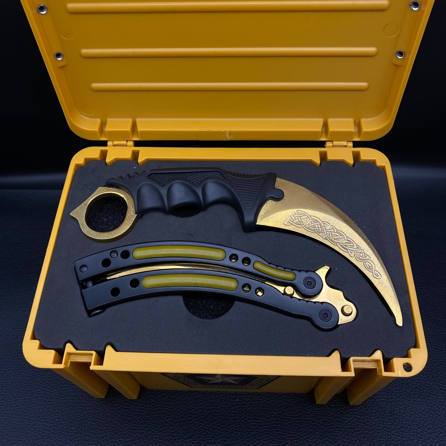 Lore Blunt Blade Karambit Trainer & Balisong Butterfly Knife Trainer 2 in 1 Pack Gift Box