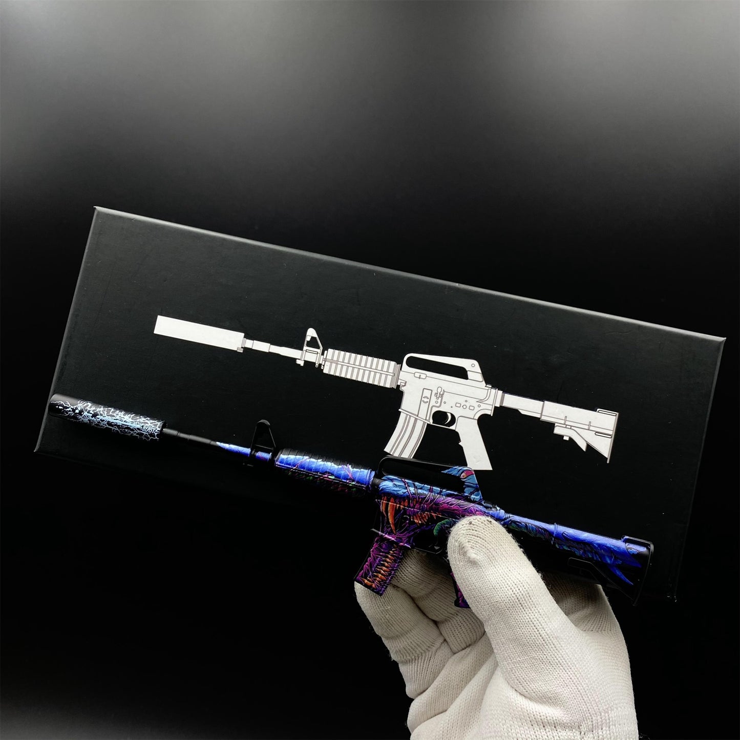 CSGO M4A1-S Metal Miniature Printstream Red Hod Player Two Master Piece Hyper Beast Vaporwave Nightmare 7 In 1