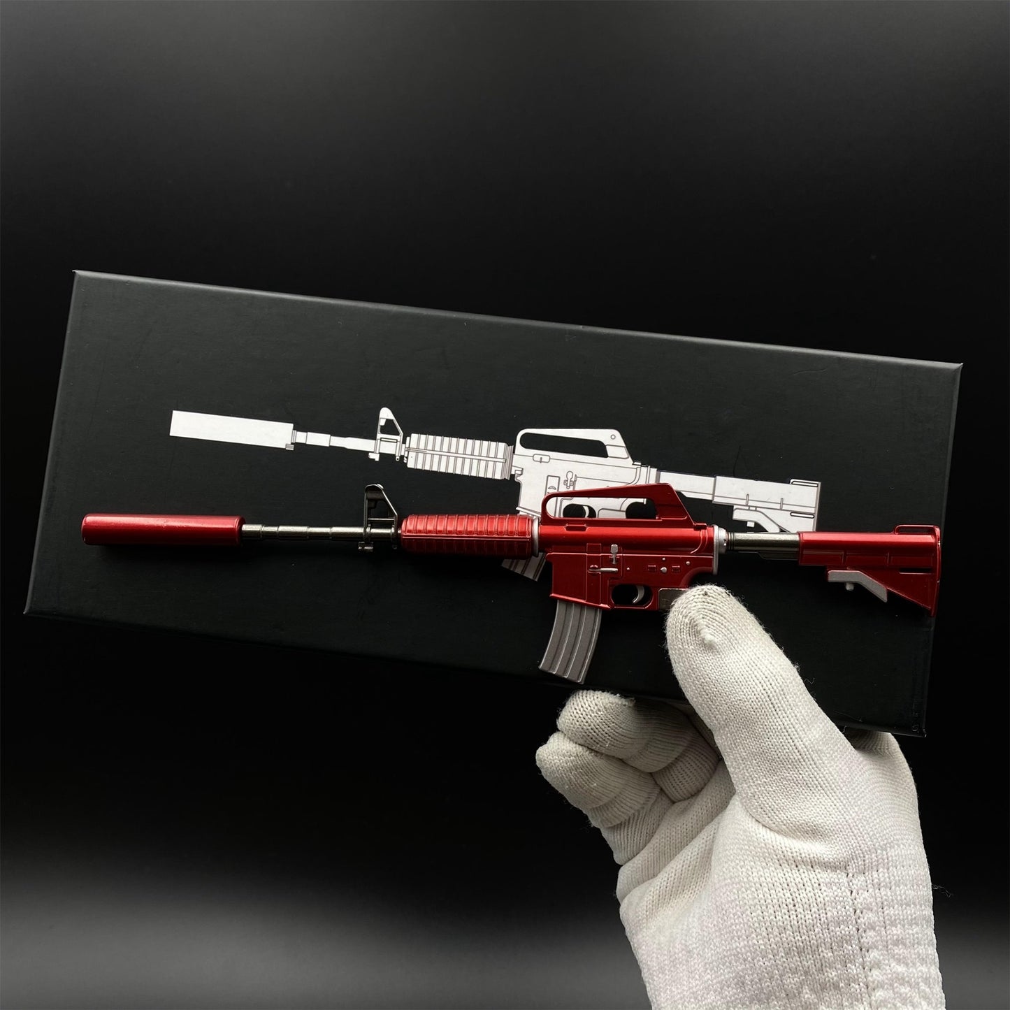 CSGO M4A1-S Metal Miniature Printstream Red Hod Player Two Master Piece Hyper Beast Vaporwave Nightmare 7 In 1