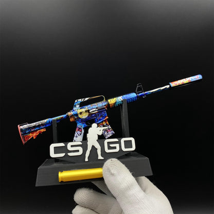 CSGO M4A1-S Metal Miniature Printstream Red Hod Player Two Master Piece Hyper Beast Vaporwave Nightmare 7 In 1