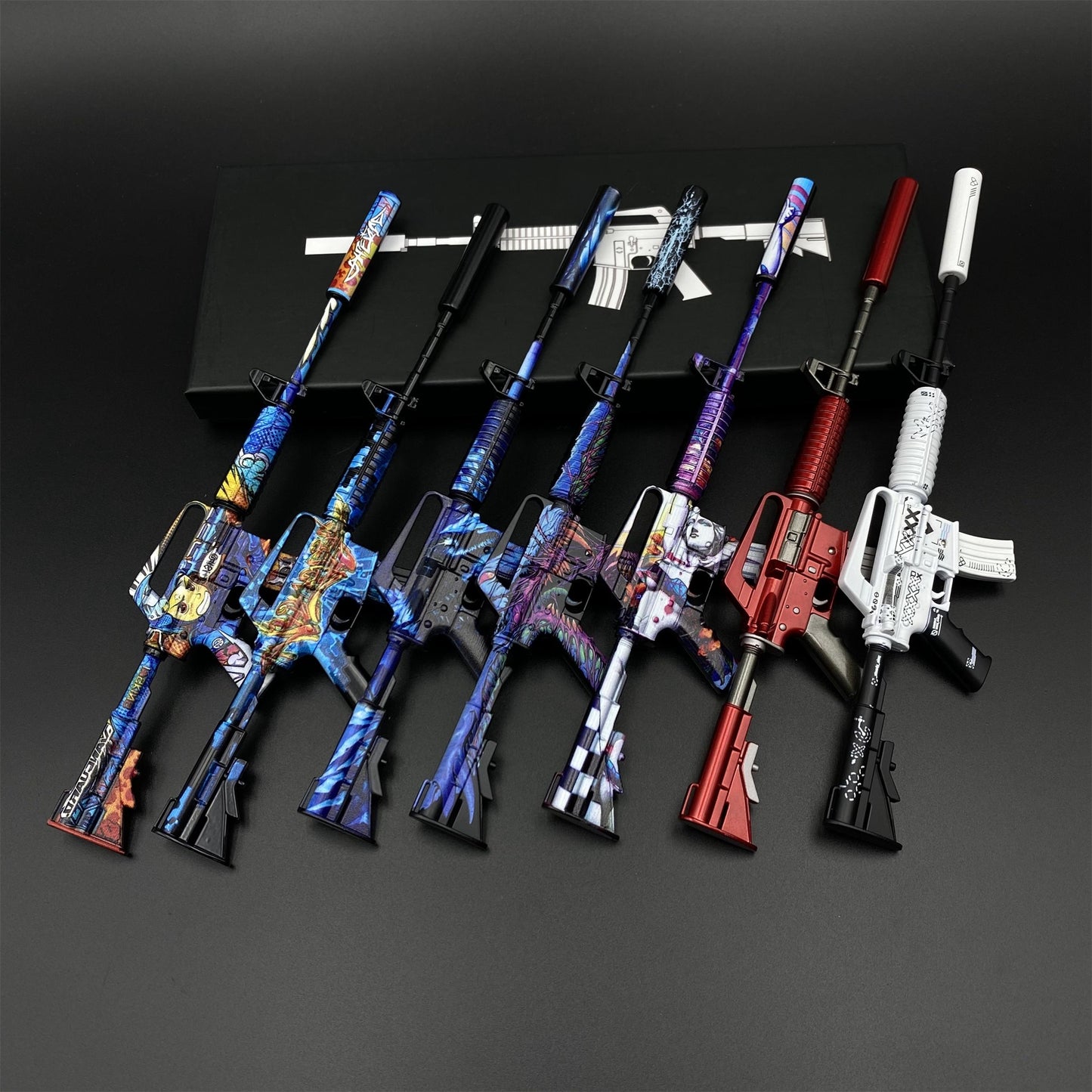 CSGO M4A1-S Metal Miniature Printstream Red Hod Player Two Master Piece Hyper Beast Vaporwave Nightmare 7 In 1