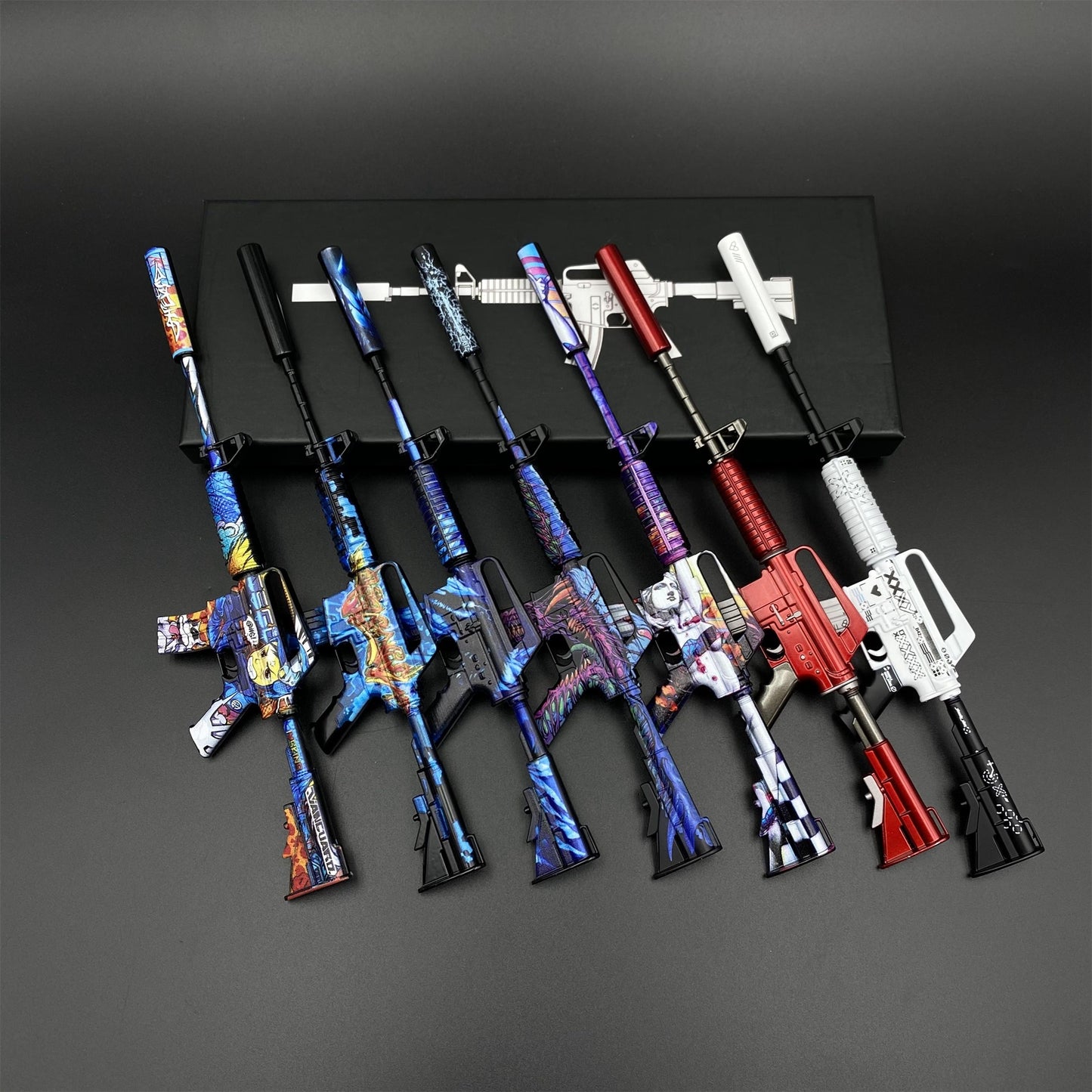 CSGO M4A1-S Metal Miniature Printstream Red Hod Player Two Master Piece Hyper Beast Vaporwave Nightmare 7 In 1